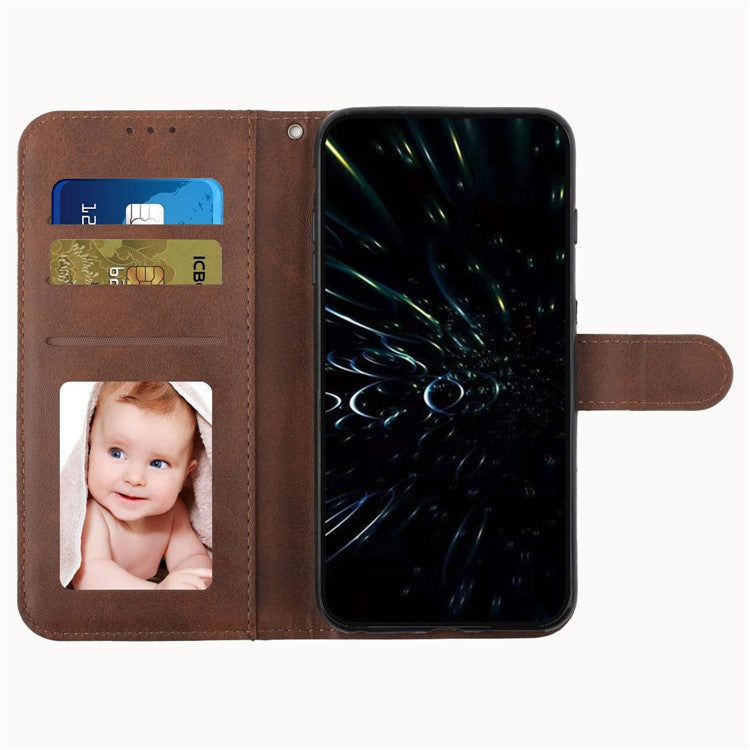 For Samsung Galaxy M15 5G / F15 5G Anti-Scratch PU Leather Phone Case Stand Cell Phone Cover - Brown