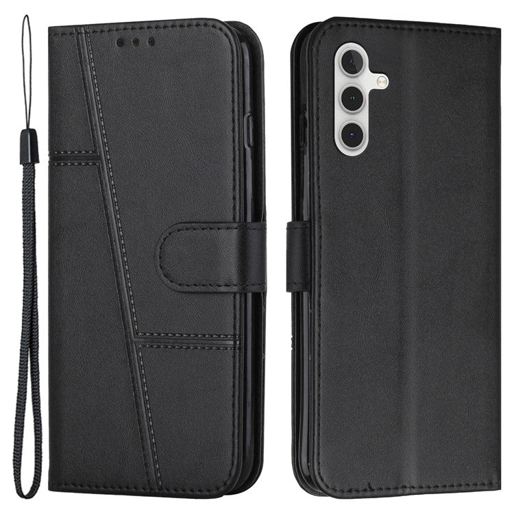 For Samsung Galaxy M15 5G / F15 5G Anti-Scratch PU Leather Phone Case Stand Cell Phone Cover - Black