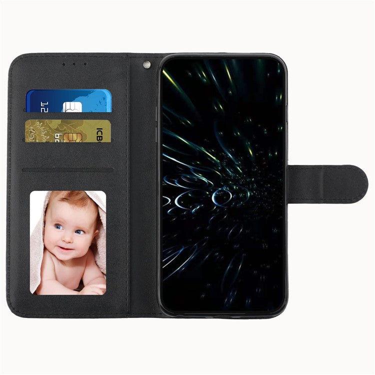 For Samsung Galaxy M15 5G / F15 5G Anti-Scratch PU Leather Phone Case Stand Cell Phone Cover - Black