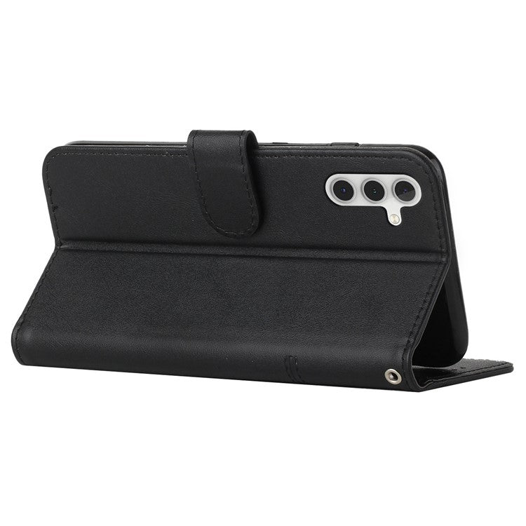For Samsung Galaxy M15 5G / F15 5G Anti-Scratch PU Leather Phone Case Stand Cell Phone Cover - Black