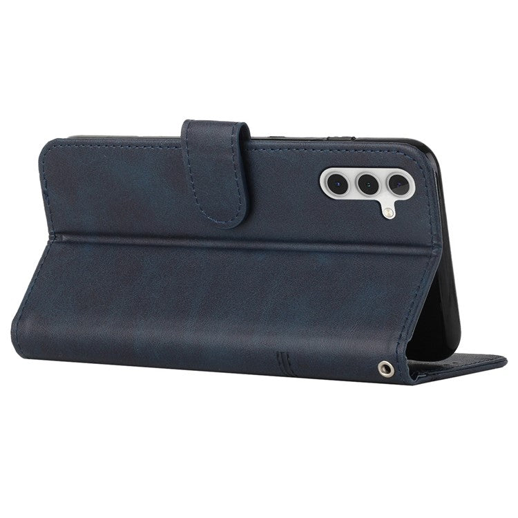 For Samsung Galaxy M15 5G / F15 5G Anti-Scratch PU Leather Phone Case Stand Cell Phone Cover - Sapphire