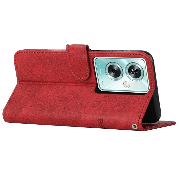 For Oppo A79 5G / A2 5G / OnePlus Nord N30 SE 5G Cover PU Leather Full Wrapped Phone Shell Stand Design - Red