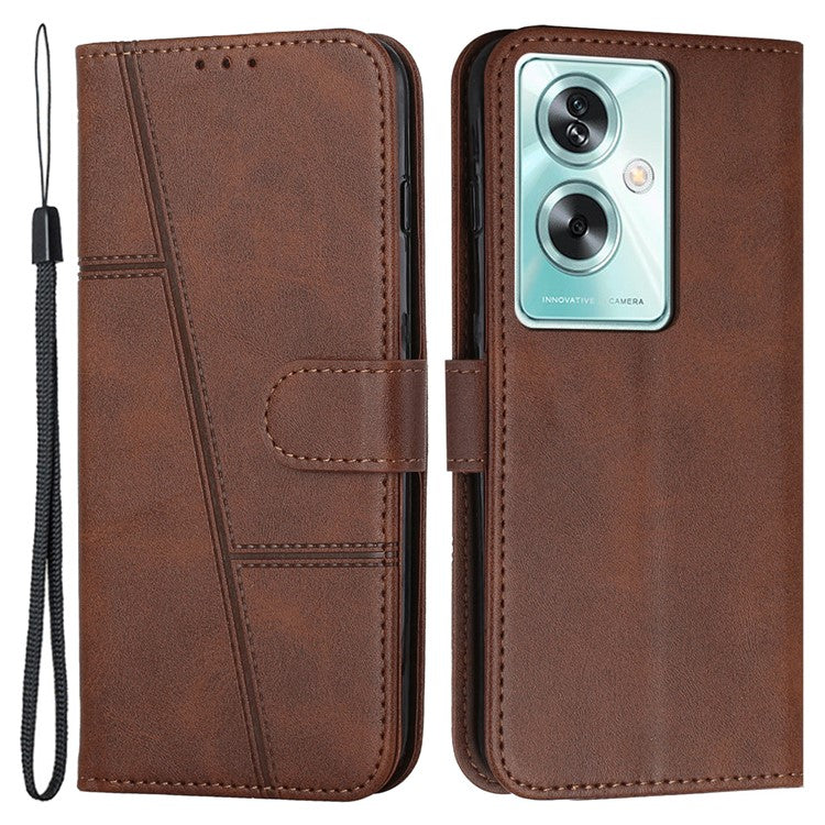For Oppo A79 5G / A2 5G / OnePlus Nord N30 SE 5G Cover PU Leather Full Wrapped Phone Shell Stand Design - Brown