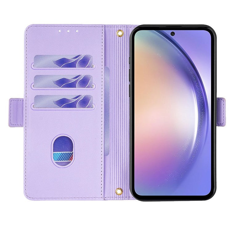 For Samsung Galaxy M15 5G Wallet Case Crossbody RFID Blocking PU Leather Phone Cover - Purple