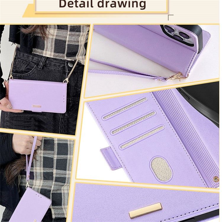 For Samsung Galaxy M15 5G Wallet Case Crossbody RFID Blocking PU Leather Phone Cover - Purple