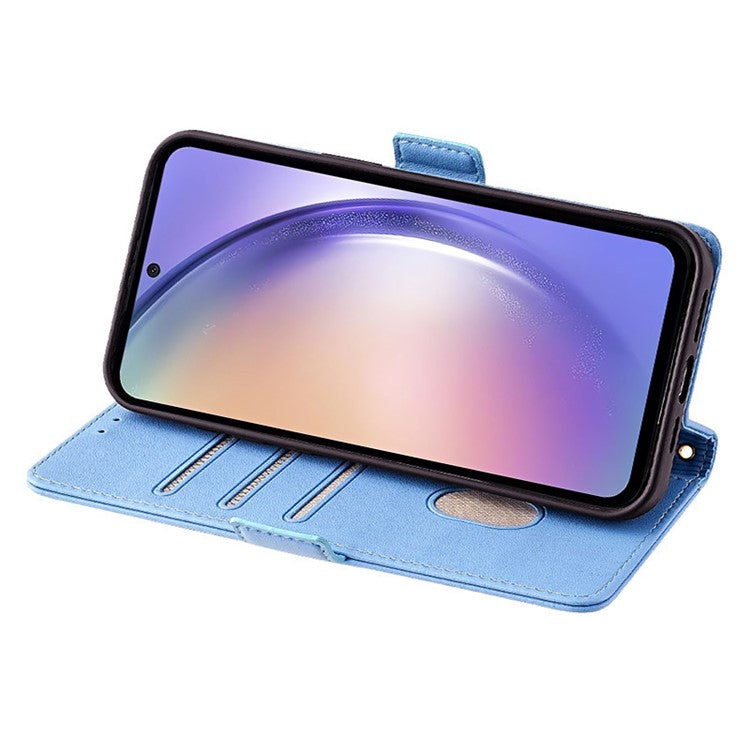 For Samsung Galaxy M15 5G Wallet Case Crossbody RFID Blocking PU Leather Phone Cover - Blue