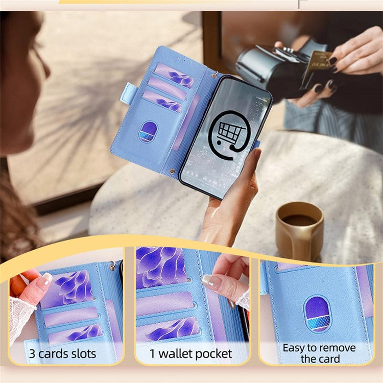 For Samsung Galaxy M15 5G Wallet Case Crossbody RFID Blocking PU Leather Phone Cover - Blue