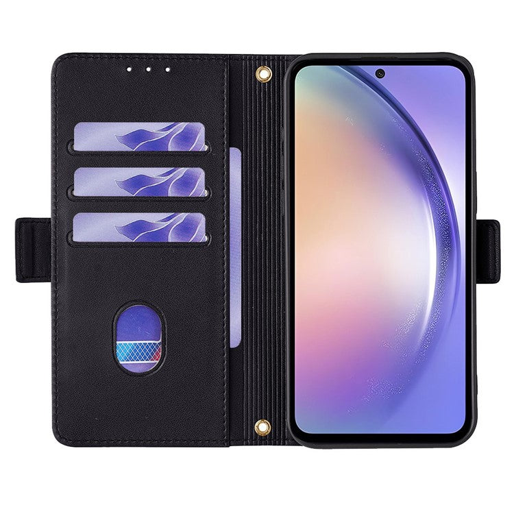 For Samsung Galaxy M15 5G Wallet Case Crossbody RFID Blocking PU Leather Phone Cover - Black