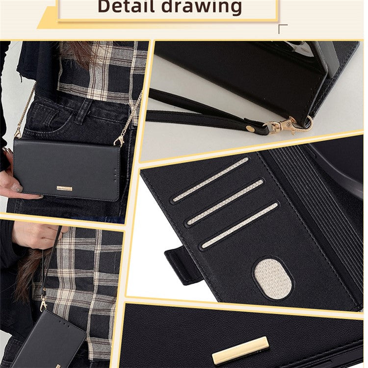 For Samsung Galaxy M15 5G Wallet Case Crossbody RFID Blocking PU Leather Phone Cover - Black