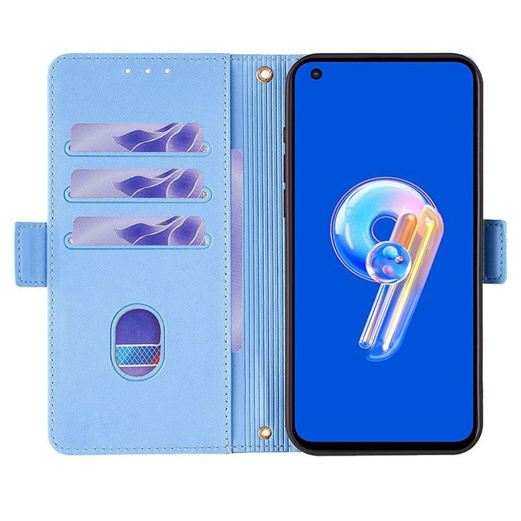 For Asus Zenfone 9 5G / Zenfone 9z Case Wallet PU Leather RFID Blocking Crossbody Cell Phone Cover - Blue