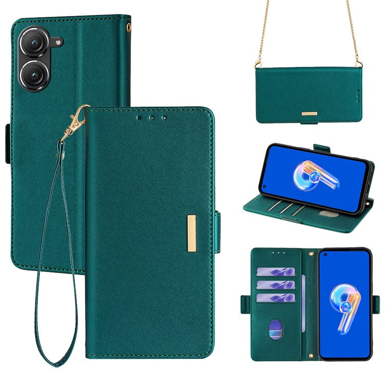 For Asus Zenfone 9 5G / Zenfone 9z Case Wallet PU Leather RFID Blocking Crossbody Cell Phone Cover - Green