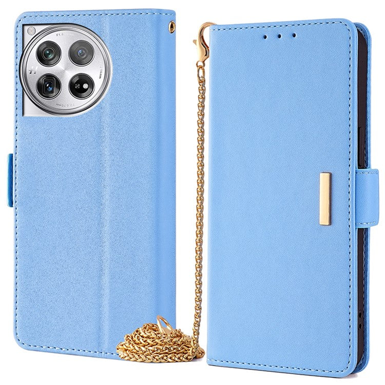For OnePlus 12 5G Crossbody Case RFID Blocking Wallet PU Leather Magnetic Clasp Phone Cover - Blue