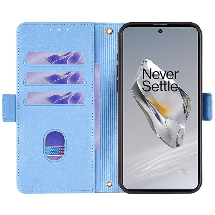 For OnePlus 12 5G Crossbody Case RFID Blocking Wallet PU Leather Magnetic Clasp Phone Cover - Blue