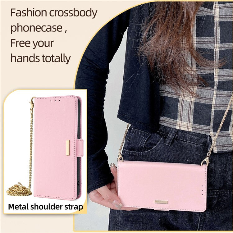 For OnePlus 12 5G Crossbody Case RFID Blocking Wallet PU Leather Magnetic Clasp Phone Cover - Pink