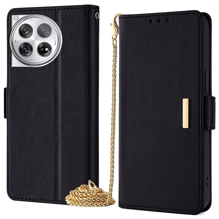For OnePlus 12 5G Crossbody Case RFID Blocking Wallet PU Leather Magnetic Clasp Phone Cover - Black