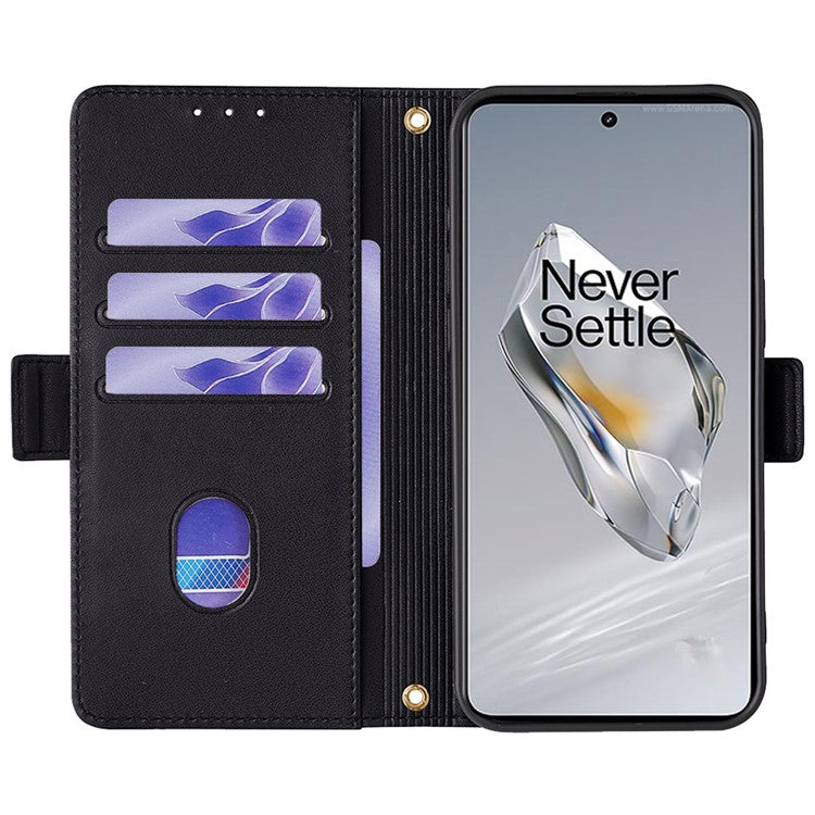 For OnePlus 12 5G Crossbody Case RFID Blocking Wallet PU Leather Magnetic Clasp Phone Cover - Black
