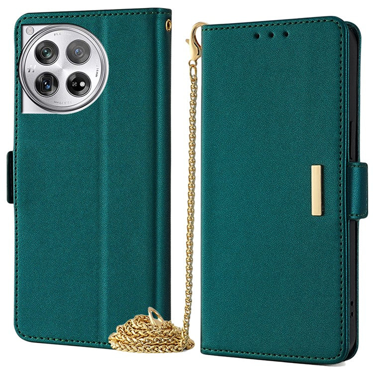 For OnePlus 12 5G Crossbody Case RFID Blocking Wallet PU Leather Magnetic Clasp Phone Cover - Green