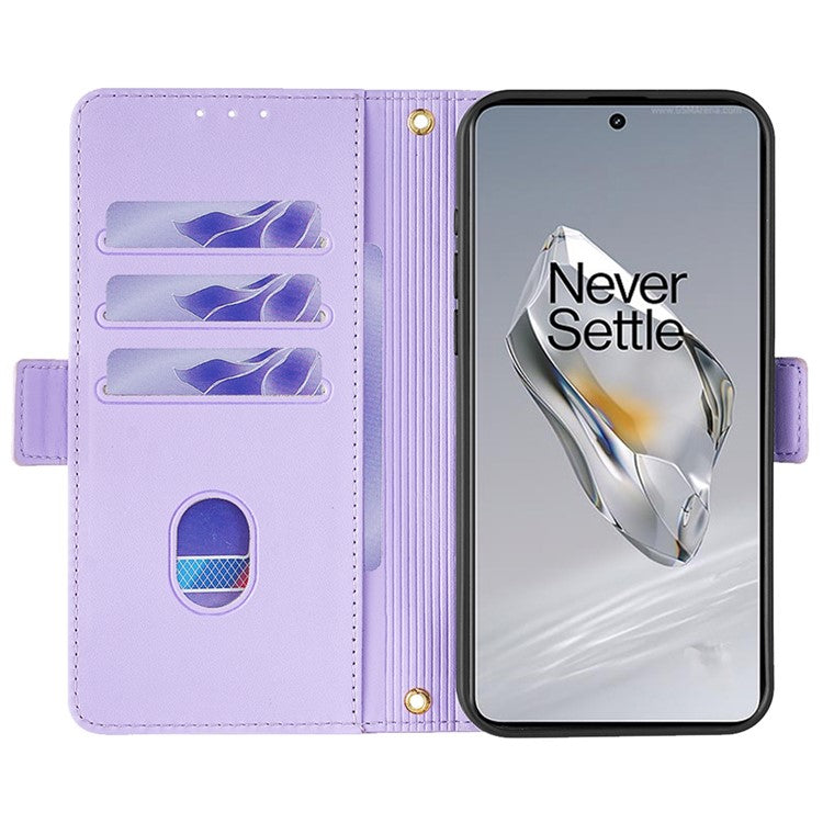 For OnePlus 12 5G Crossbody Case RFID Blocking Wallet PU Leather Magnetic Clasp Phone Cover - Purple