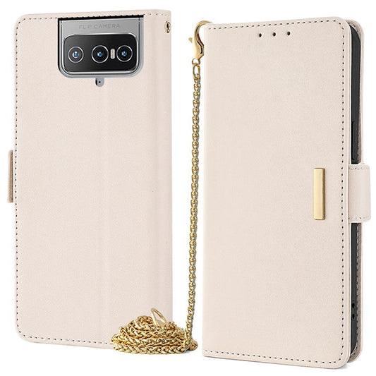 For Asus Zenfone 8 Flip ZS672KS Case RFID Blocking Wallet Phone Leather Cover with 2 Straps - White