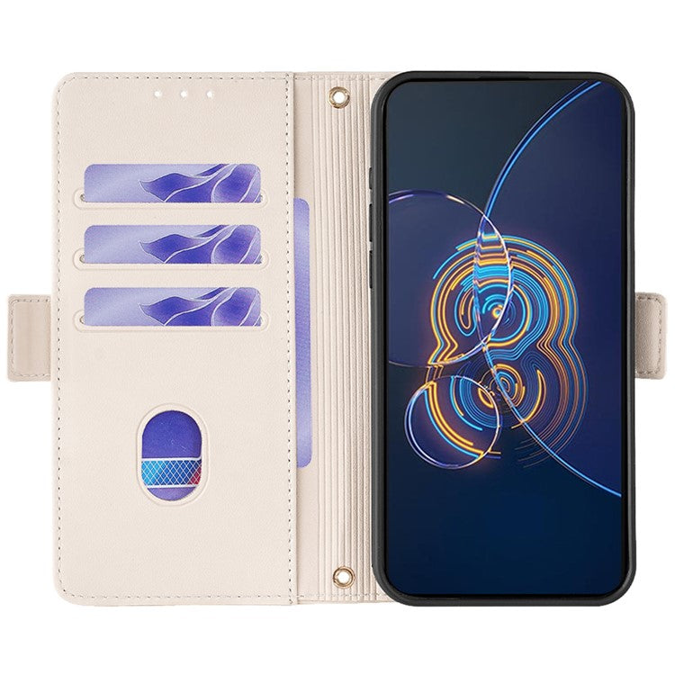 For Asus Zenfone 8 Flip ZS672KS Case RFID Blocking Wallet Phone Leather Cover with 2 Straps - White
