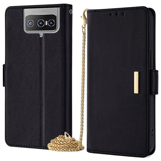 For Asus Zenfone 8 Flip ZS672KS Case RFID Blocking Wallet Phone Leather Cover with 2 Straps - Black