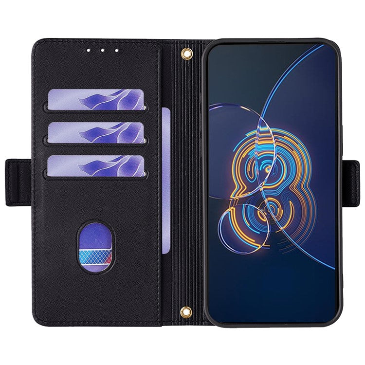 For Asus Zenfone 8 Flip ZS672KS Case RFID Blocking Wallet Phone Leather Cover with 2 Straps - Black