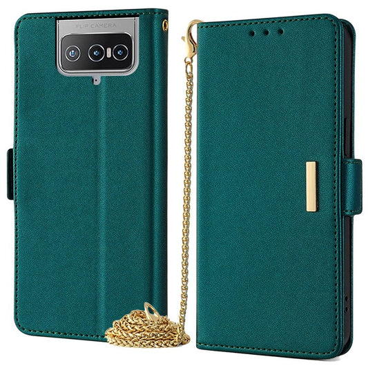 For Asus Zenfone 8 Flip ZS672KS Case RFID Blocking Wallet Phone Leather Cover with 2 Straps - Green