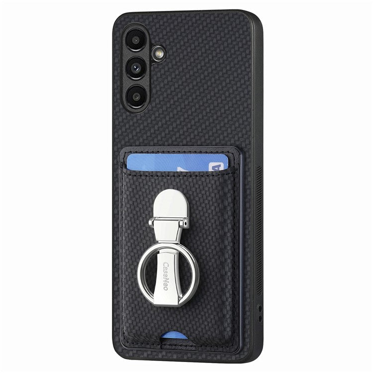C1-9 for Samsung Galaxy A05s 4G Case PU Leather Coated PC+TPU Fingers Kickstand Phone Cover - Black