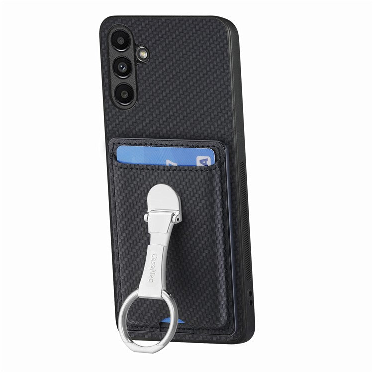 C1-9 for Samsung Galaxy A05s 4G Case PU Leather Coated PC+TPU Fingers Kickstand Phone Cover - Black