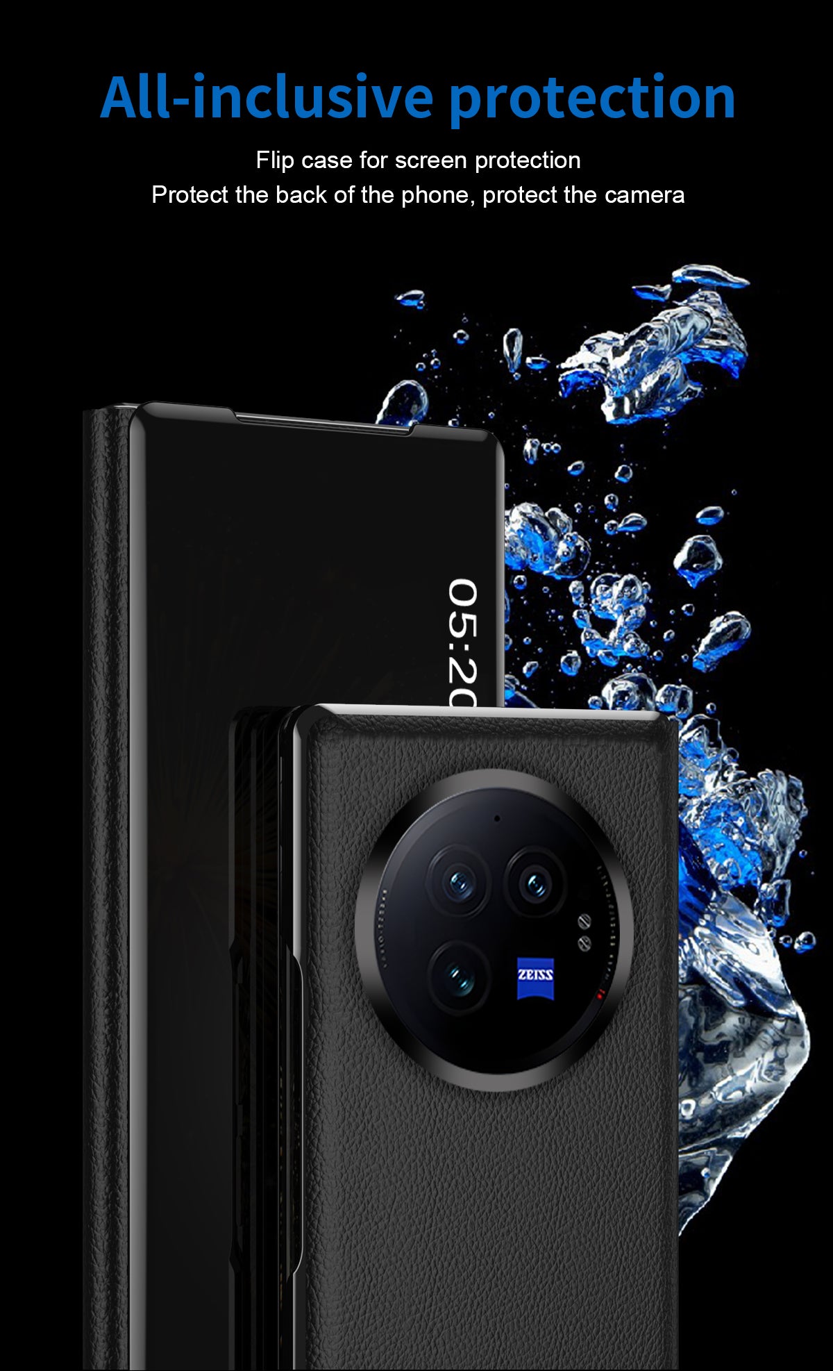 For vivo X Fold3 Leather Case Mirror Surface Electroplating Phone Cover with View Window - Silver