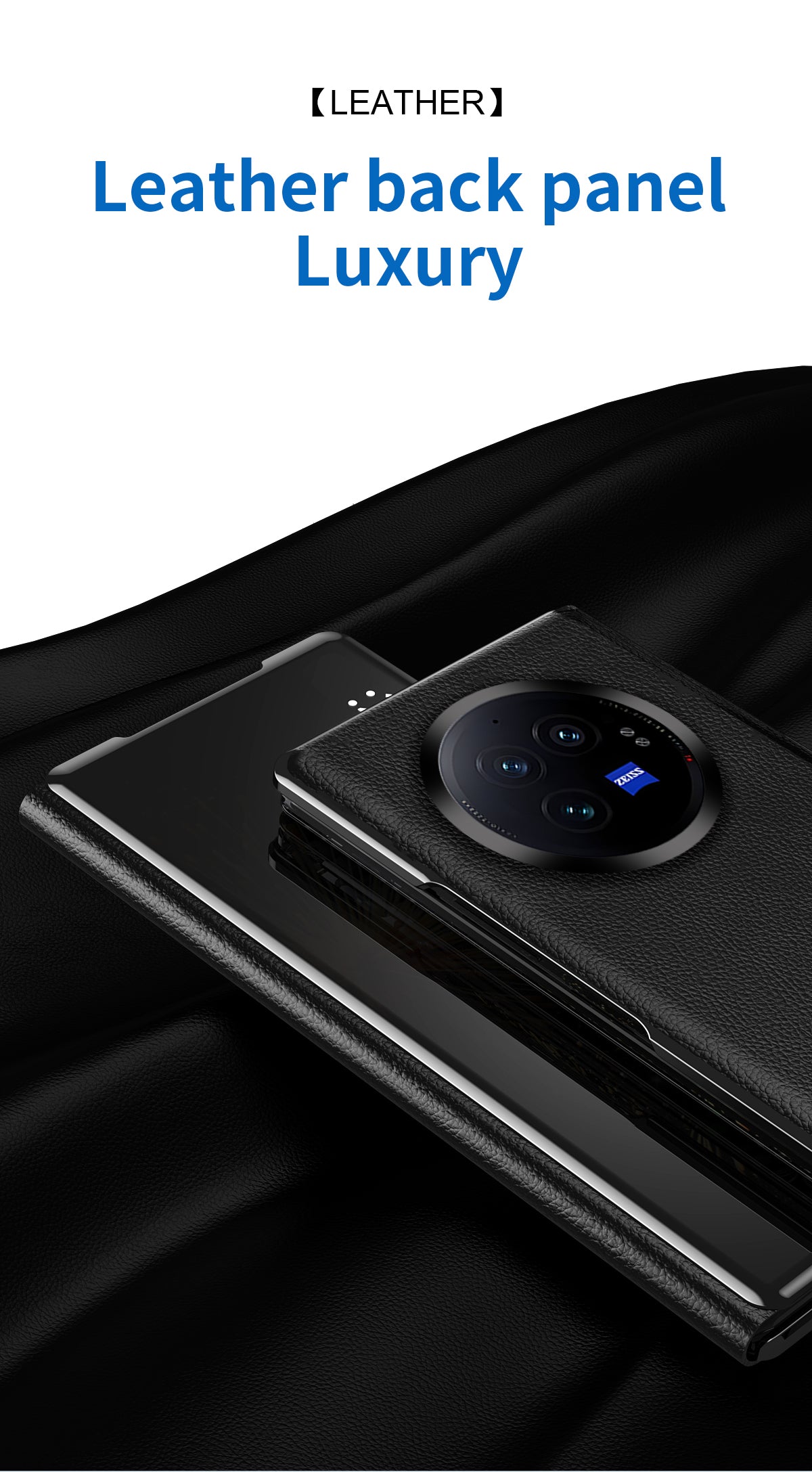 For vivo X Fold3 Leather Case Mirror Surface Electroplating Phone Cover with View Window - Silver