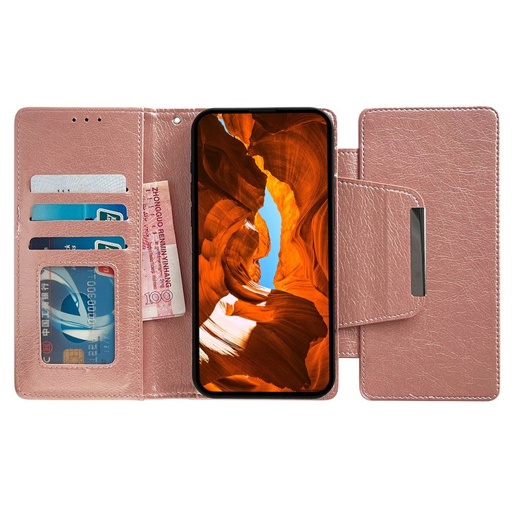 For Samsung Galaxy A55 5G Wallet Case Detachable 2-in-1 Design Flip Stand Phone Cover - Rose Gold