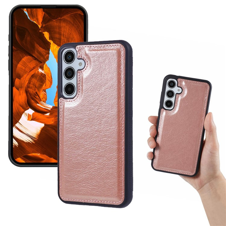For Samsung Galaxy A55 5G Wallet Case Detachable 2-in-1 Design Flip Stand Phone Cover - Rose Gold