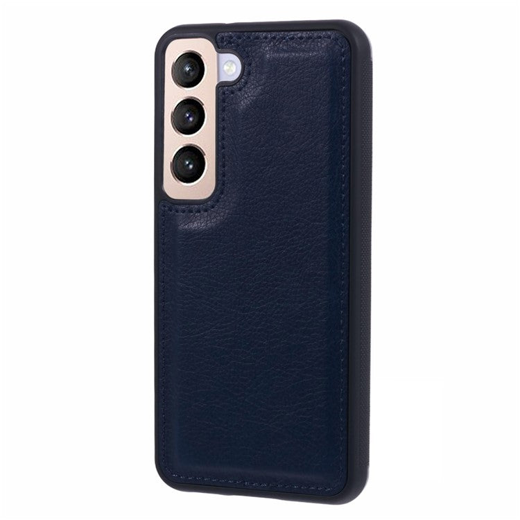 For Samsung Galaxy S22+ 5G Case PU Leather+TPU Anti-slip Grip Shockproof Phone Cover - Sapphire