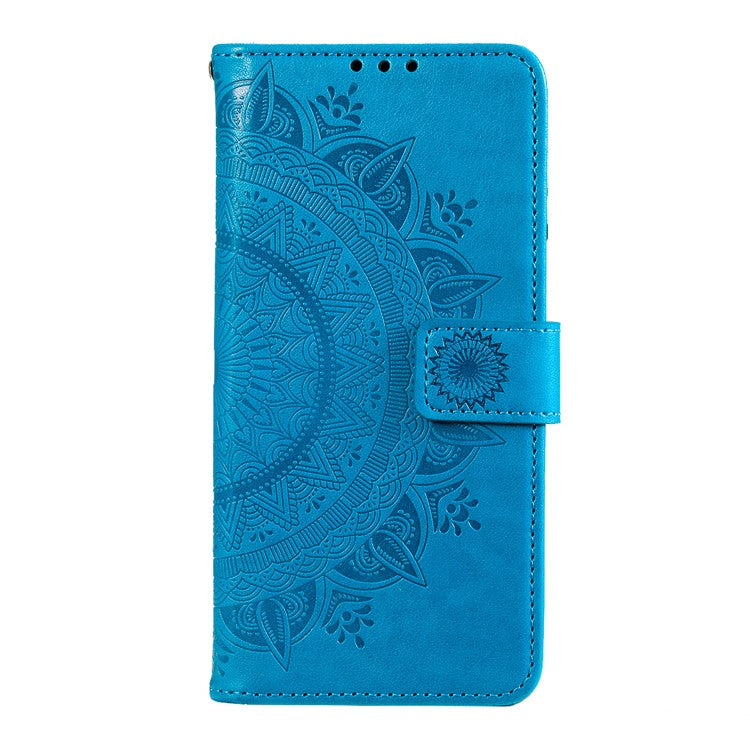 For OnePlus Nord CE4 5G Case PU Leather Mandala Imprinted Design Flip Wallet Phone Cover - Blue
