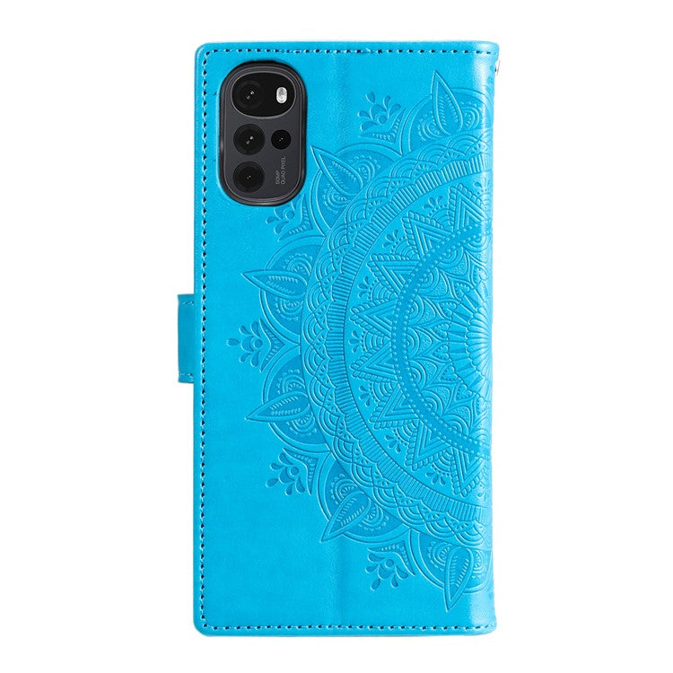 For OnePlus Nord CE4 5G Case PU Leather Mandala Imprinted Design Flip Wallet Phone Cover - Blue