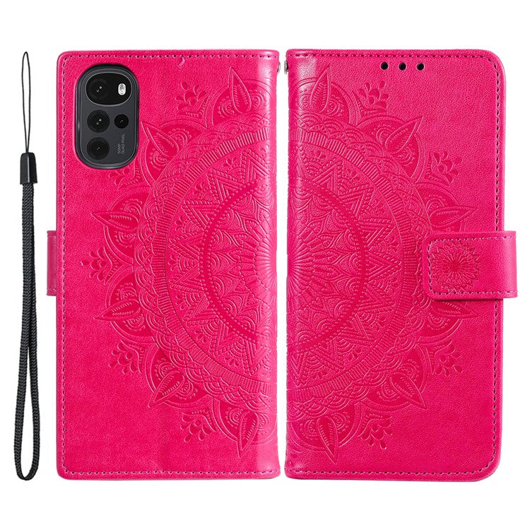 For OnePlus Nord CE4 5G Case PU Leather Mandala Imprinted Design Flip Wallet Phone Cover - Rose