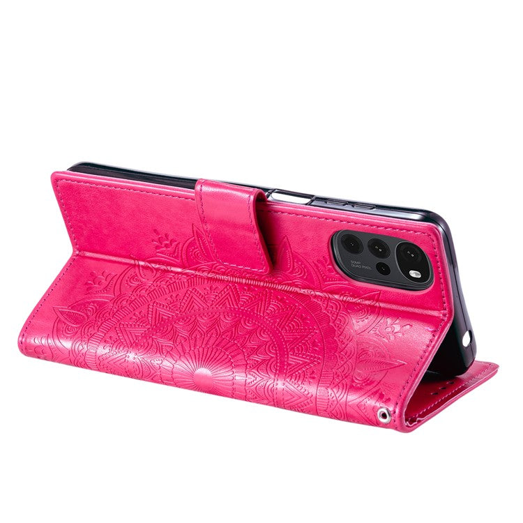 For OnePlus Nord CE4 5G Case PU Leather Mandala Imprinted Design Flip Wallet Phone Cover - Rose