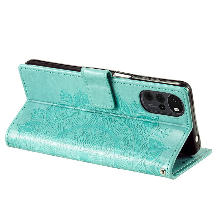 For OnePlus Nord CE4 5G Case PU Leather Mandala Imprinted Design Flip Wallet Phone Cover - Green