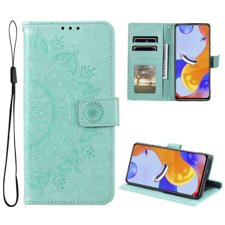 For OnePlus Nord CE4 5G Case PU Leather Mandala Imprinted Design Flip Wallet Phone Cover - Green