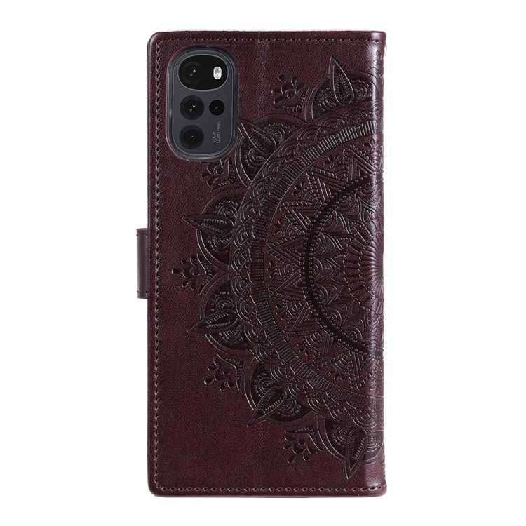 For OnePlus Nord CE4 5G Case PU Leather Mandala Imprinted Design Flip Wallet Phone Cover - Brown