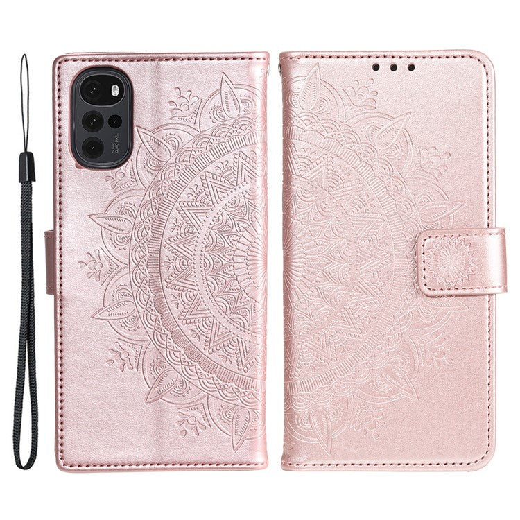 For OnePlus Nord CE4 5G Case PU Leather Mandala Imprinted Design Flip Wallet Phone Cover - Rose Gold