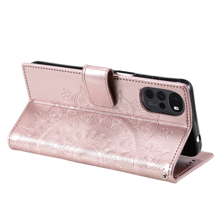 For OnePlus Nord CE4 5G Case PU Leather Mandala Imprinted Design Flip Wallet Phone Cover - Rose Gold
