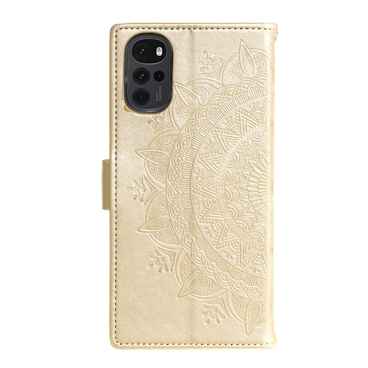 For OnePlus Nord CE4 5G Case PU Leather Mandala Imprinted Design Flip Wallet Phone Cover - Gold