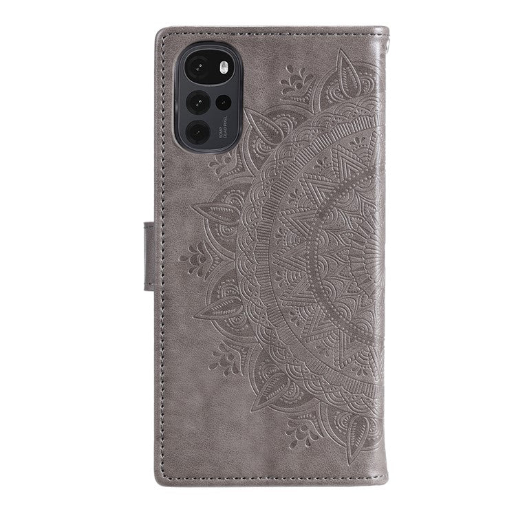For OnePlus Nord CE4 5G Case PU Leather Mandala Imprinted Design Flip Wallet Phone Cover - Grey
