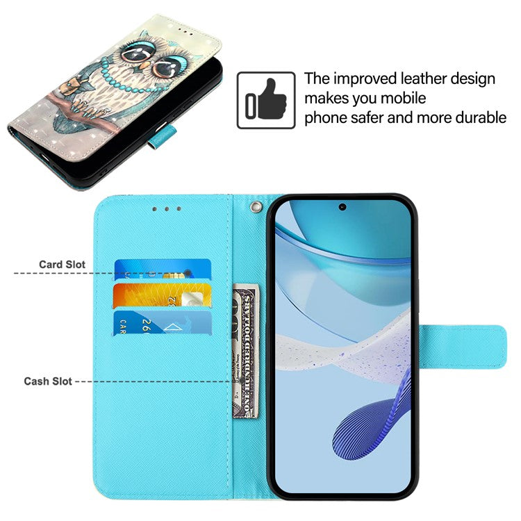 YB Pattern Printing Leather Series-2 For Oppo A2 Pro 5G / A3 Pro (China) 5G Case Flip Wallet Phone Cover - Grey Owl