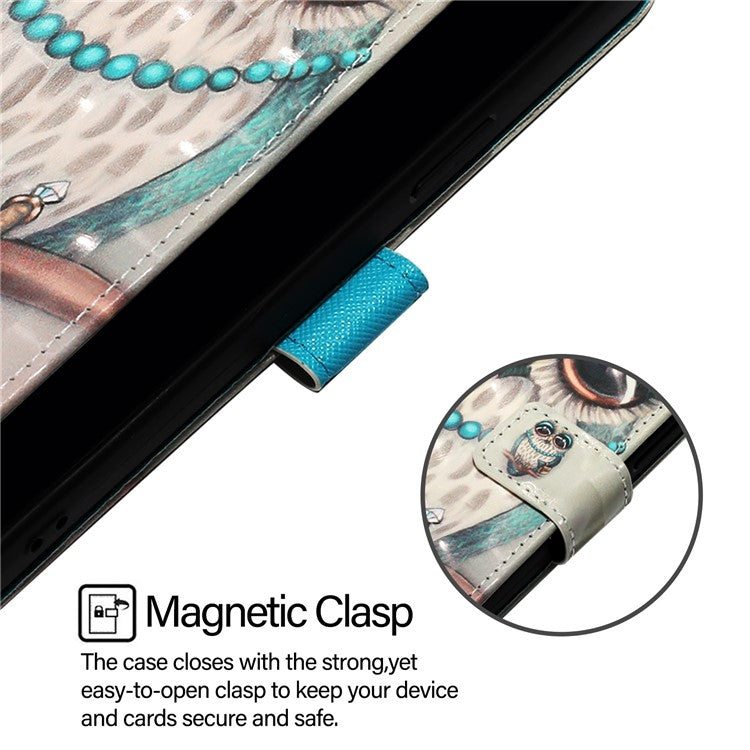 YB Pattern Printing Leather Series-2 For Oppo A2 Pro 5G / A3 Pro (China) 5G Case Flip Wallet Phone Cover - Grey Owl