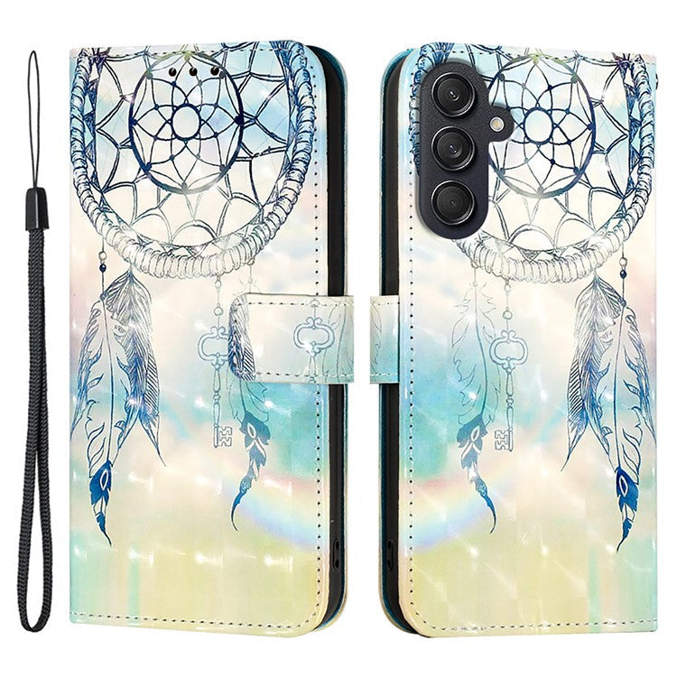 For Samsung Galaxy M55 5G / C55 5G / F55 5G Leather Case Pattern Printing Wallet Stand Mobile Cover with Strap - Dream Wind Chime