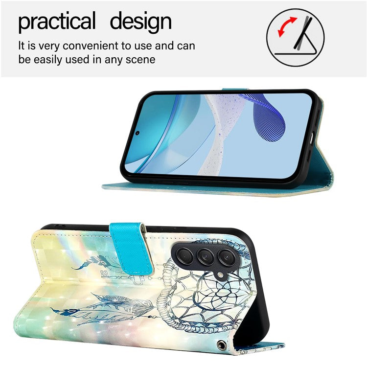 For Samsung Galaxy M55 5G / C55 5G / F55 5G Leather Case Pattern Printing Wallet Stand Mobile Cover with Strap - Dream Wind Chime