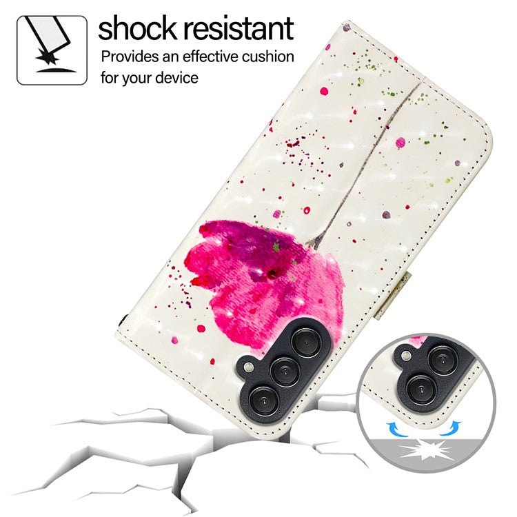 For Samsung Galaxy M55 5G / C55 5G / F55 5G Leather Case Pattern Printing Wallet Stand Mobile Cover with Strap - Flower